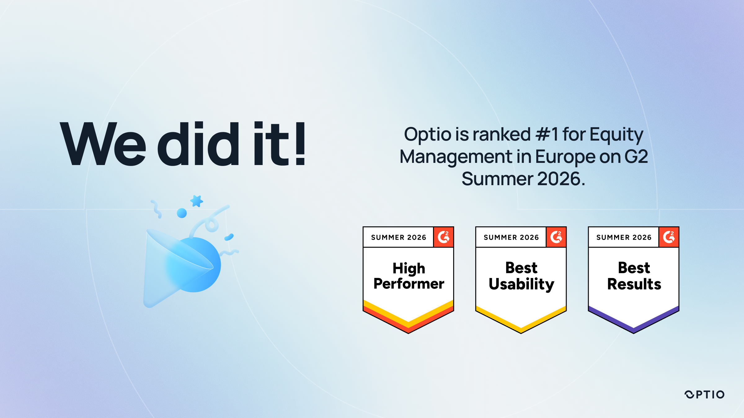Optio is ranked #1 for Equity Management in Europe on G2 Summer 2026